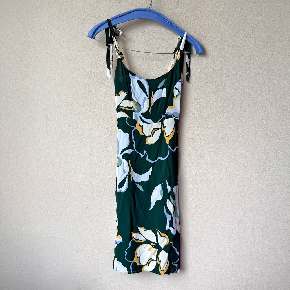 Reformation Besse Emerald Green Floral Tie Strap Midi Dress Size 2 - Picture 2 of 6